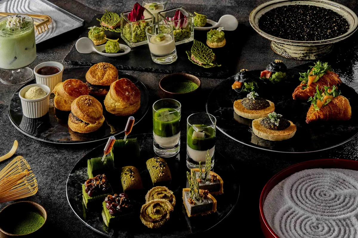 渋谷ストリームホテル 抹茶と胡麻のアフタヌーンティー全体像