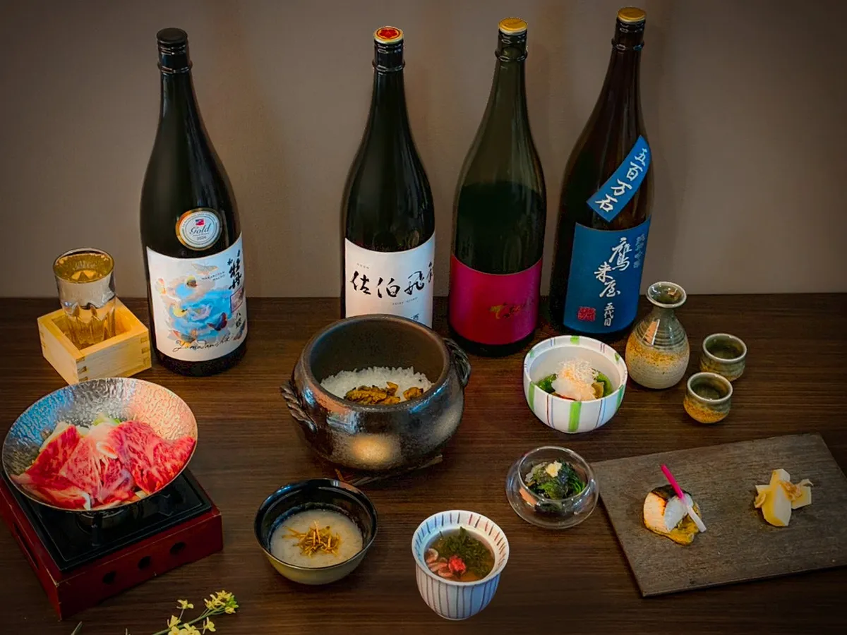 春の味覚が並ぶ会席コース全景