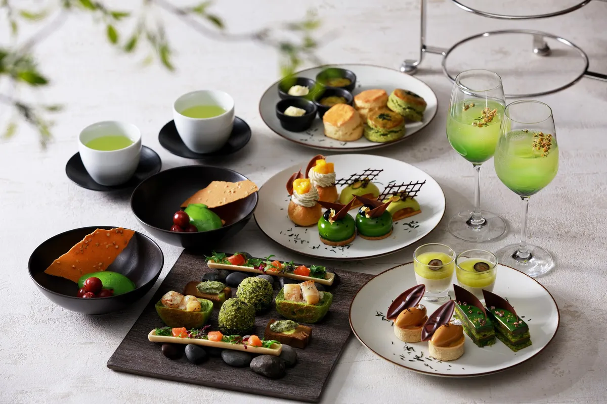 八女茶とハーブのアフタヌーンティーセット全体像