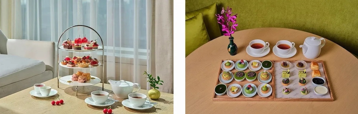 東京エディション虎ノ門のチェリーアフタヌーンティーと東京エディション銀座の抹茶アフタヌーンティー
