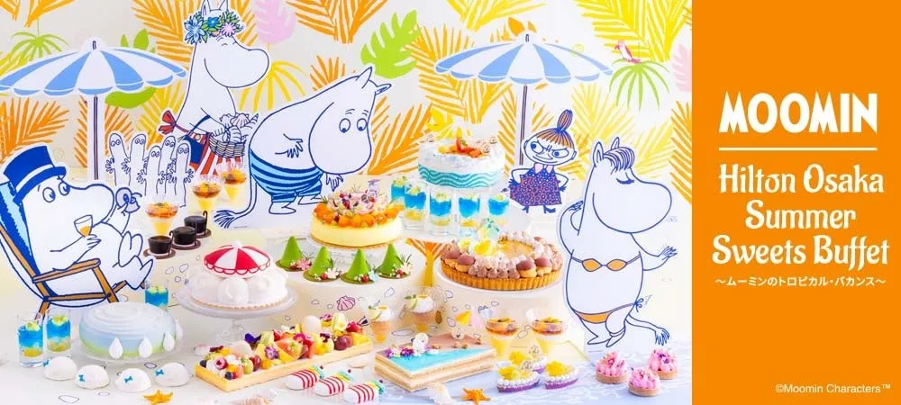 ムーミン谷の仲間たちとスイーツが並ぶメインビジュアル