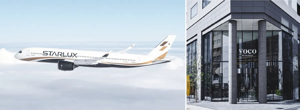 スターラックス航空機とホテル外観