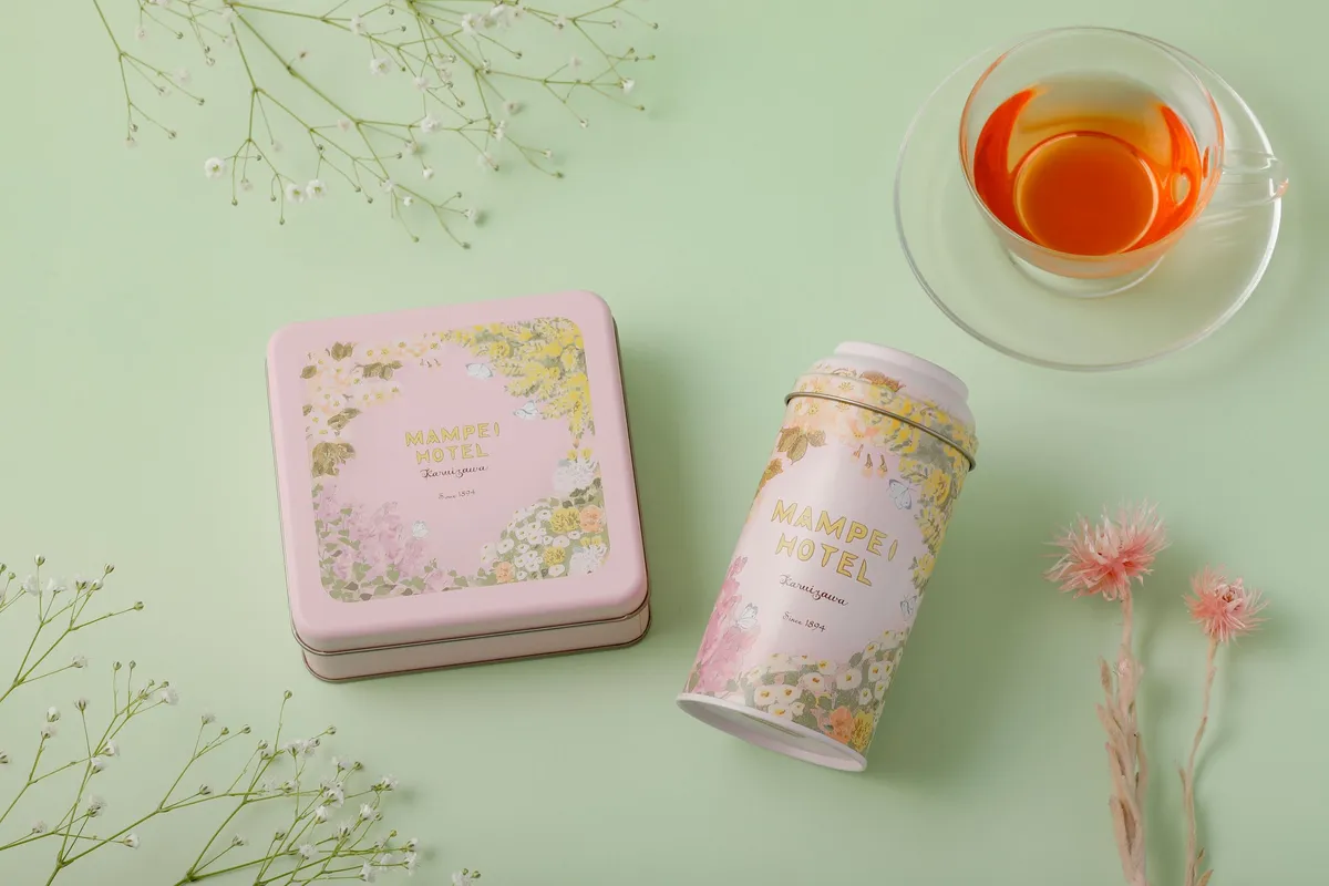 「春霞」の茶缶とフラワークッキー缶のセット