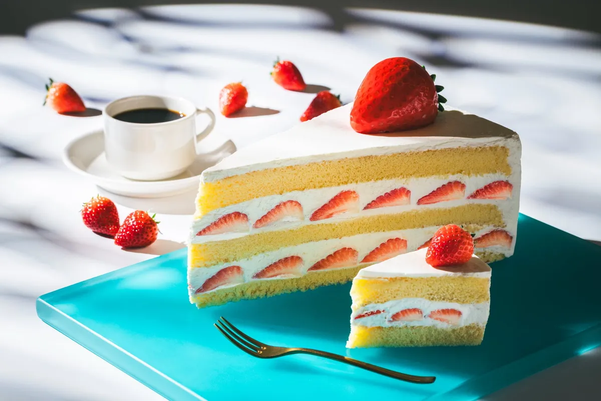 高さ25cmの巨大なショートケーキと通常サイズの比較