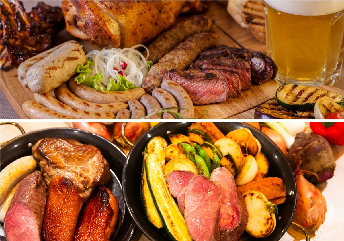 ソーセージやグリル料理が並ぶボリューム満点の大皿