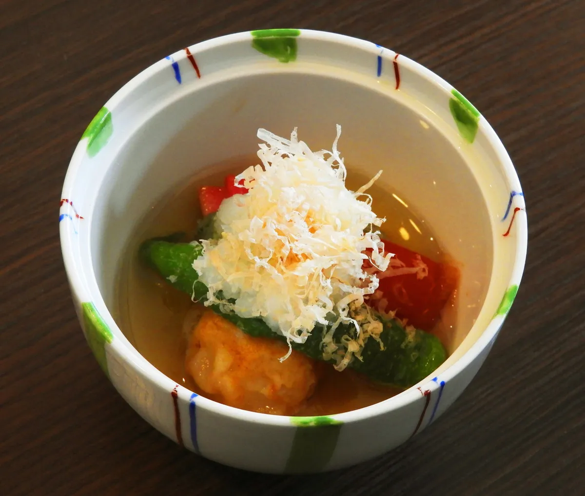 蓬餅と季節野菜の揚げ浸し