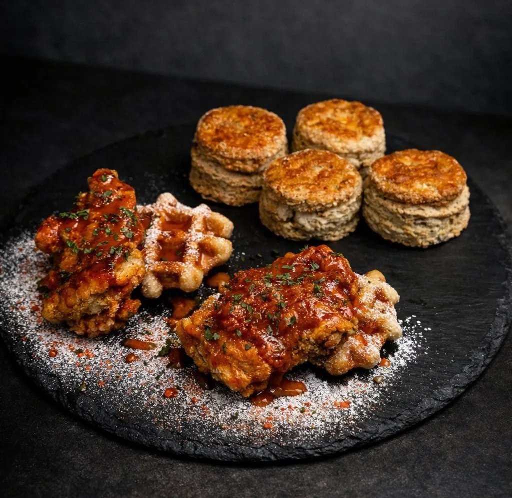 アールグレイスコーンとチキン＆ワッフルのセイボリープレート