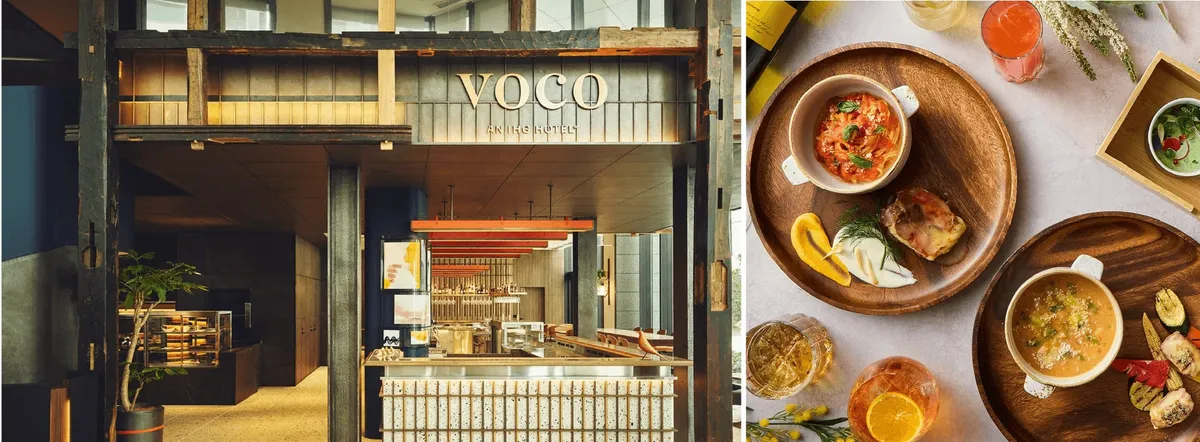 レストラン入口と提供料理のイメージ