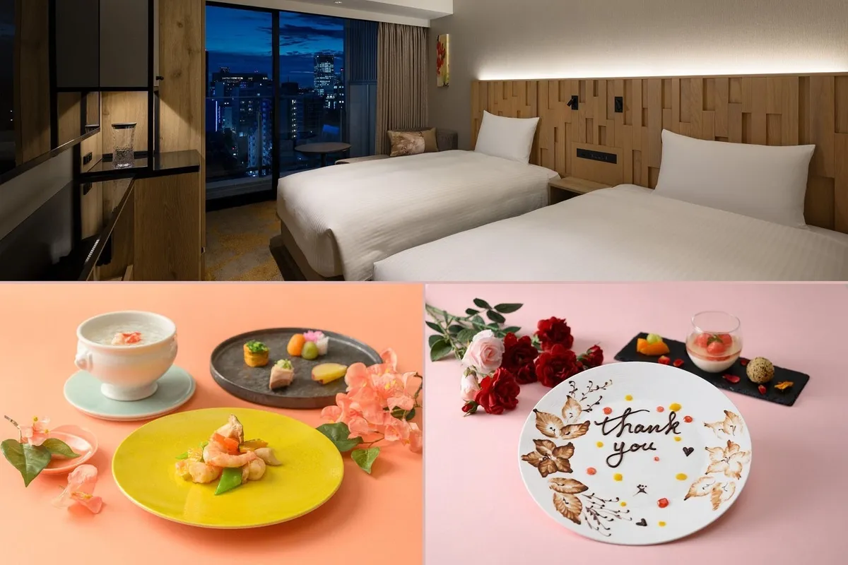 夜景の見える客室と母の日限定ディナー、デザートプレートのイメージ