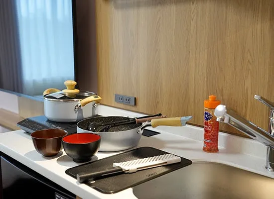 自炊も可能なキッチン設備