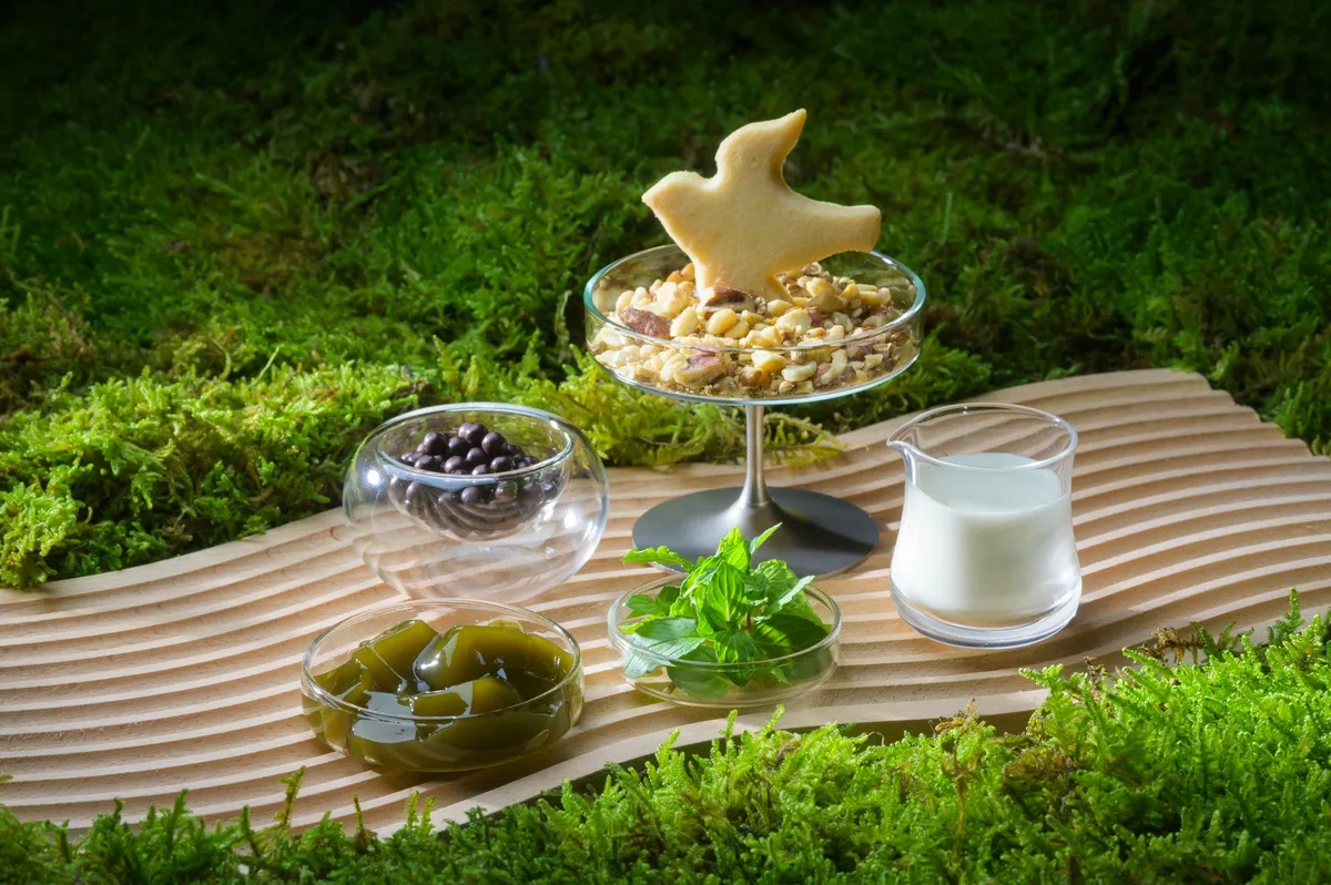 苔の成り立ちを表現した5種類のトッピングプレート