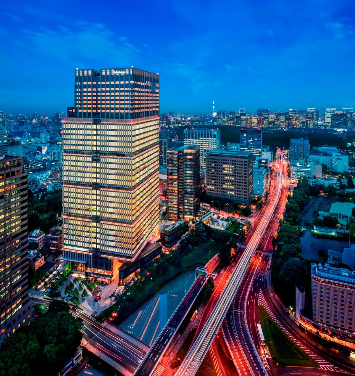 夜景に映えるザ・プリンスギャラリー 東京紀尾井町の外観