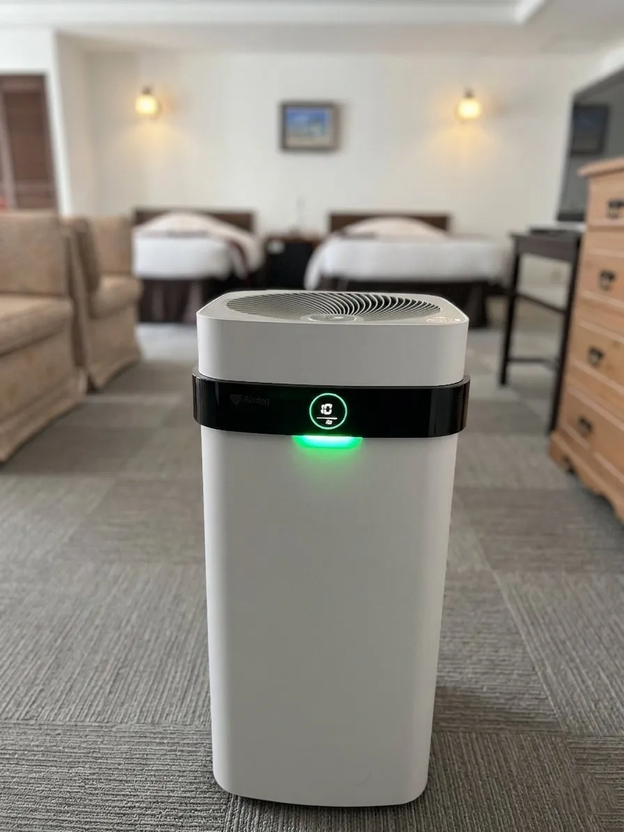 客室に設置された高性能空気清浄機Airdogが清潔な空間を維持する様子