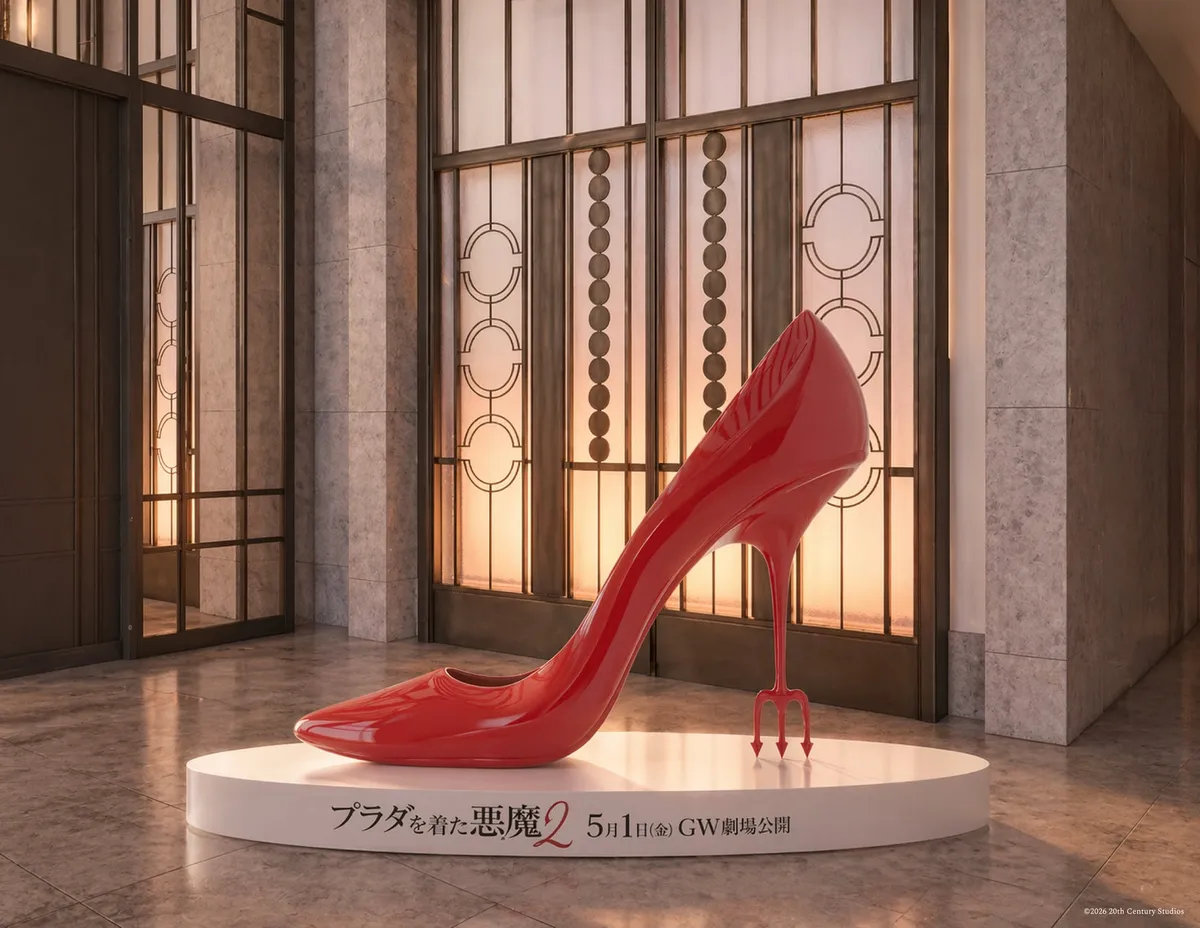 ピーコック・アレーに展示される巨大ハイヒール・オブジェ