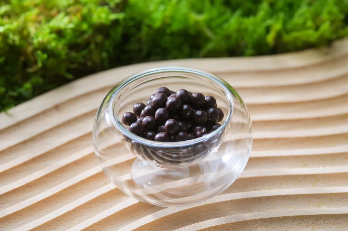 岩石をイメージした粒状のチョコレート菓子