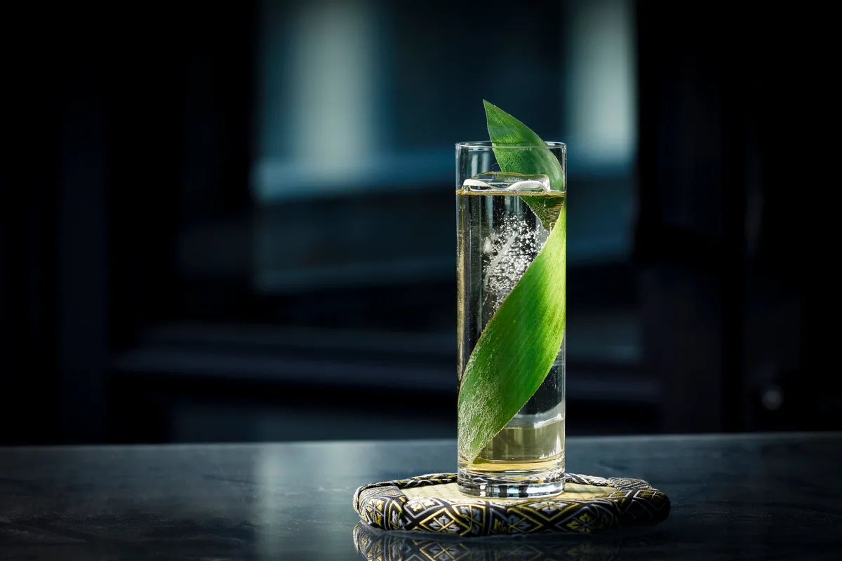 笹の葉が涼しげなハイボール