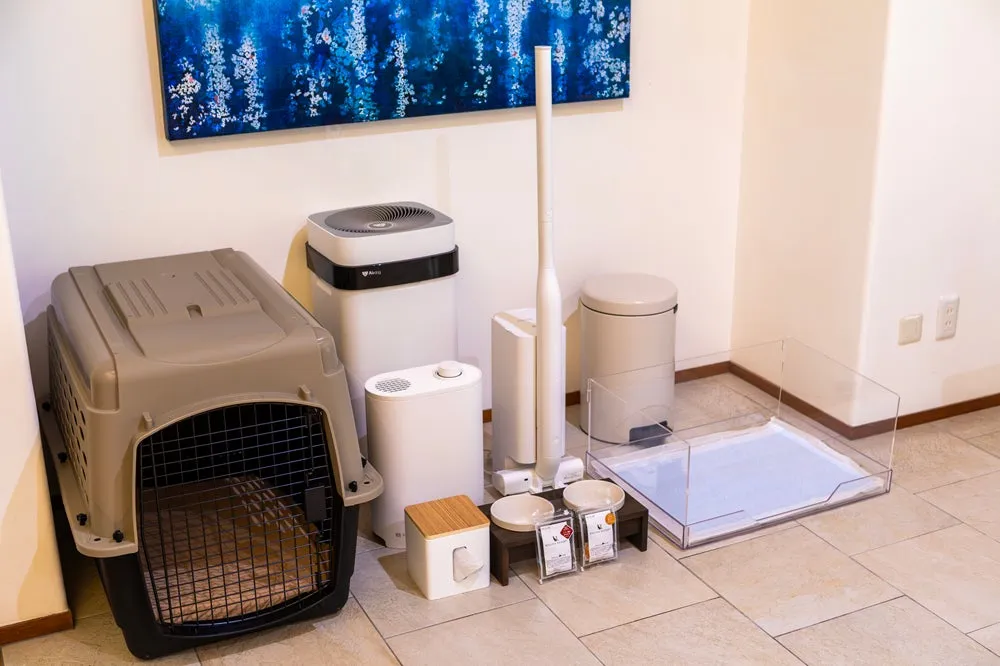 クレートや清掃用品など充実の愛犬用アメニティ一式