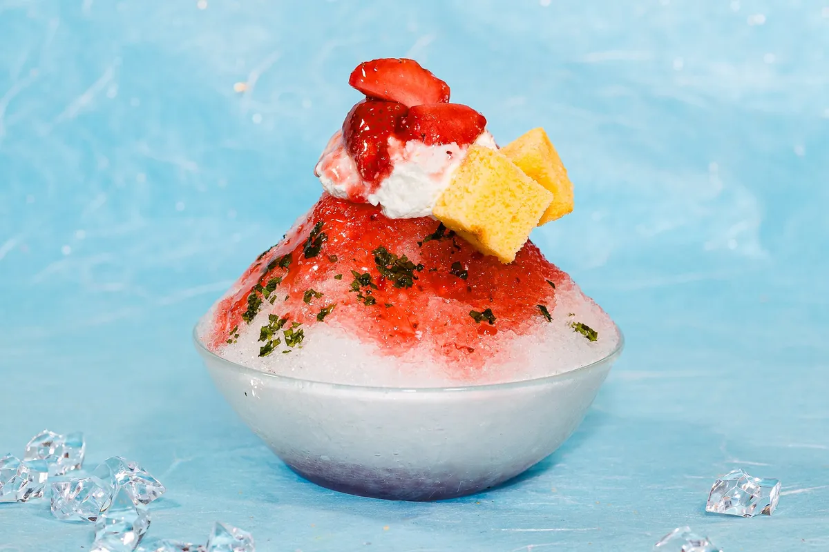 いちごと大葉が彩るいちごショートかき氷