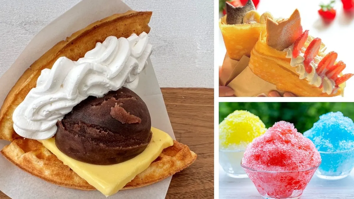 あんバターワッフルやかき氷、クレープなどのキッチンカーグルメ
