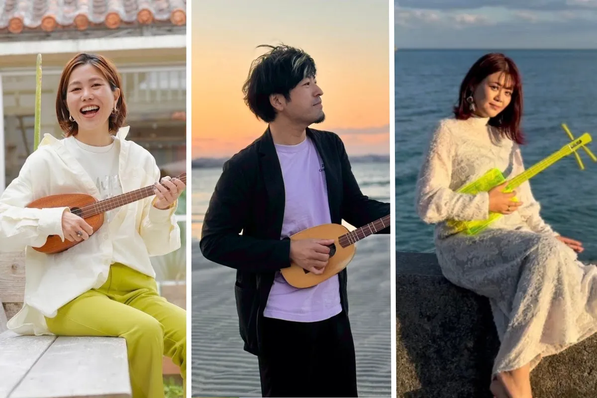 個性豊かな楽器を手にした3人のミュージシャンたちのポートレート