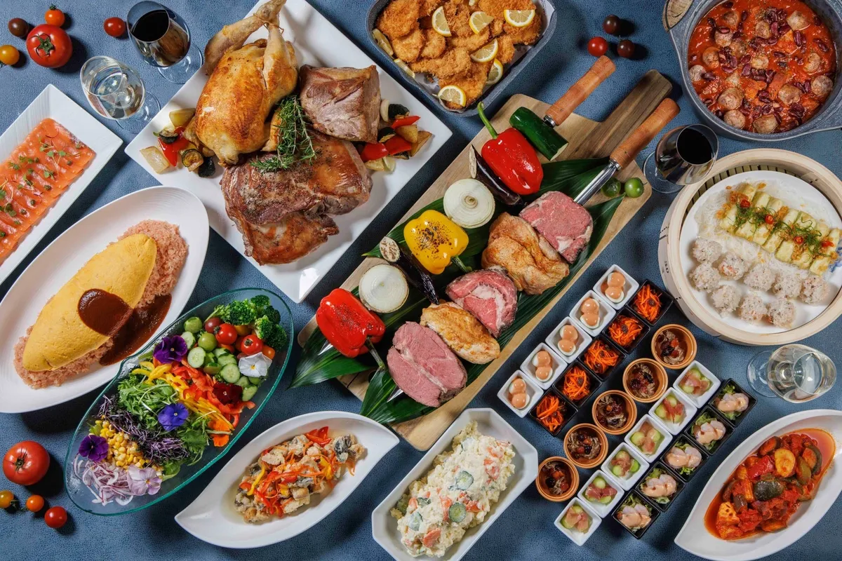 夏の祭典ブッフェの料理集合イメージ