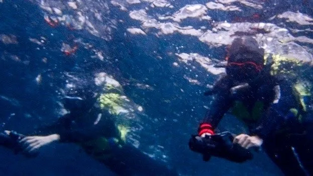 水中スクーターを使って海中を散策する様子
