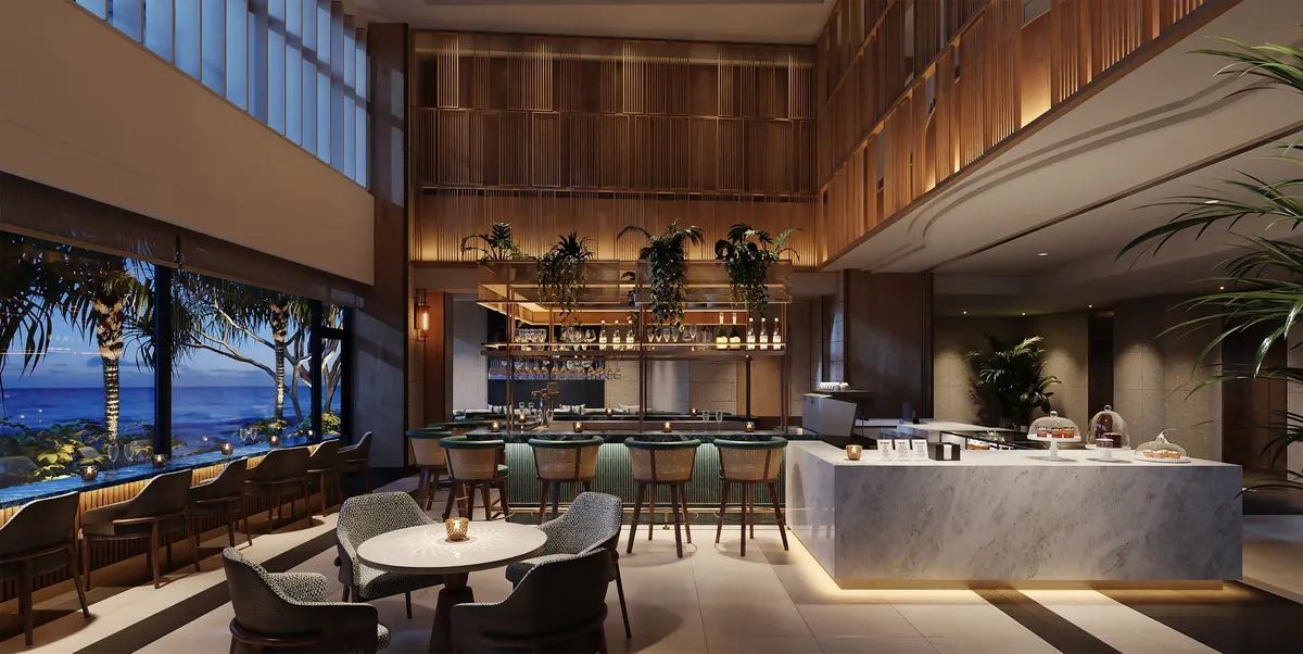 夜の洗練された雰囲気が漂うTHE LOUNGEのバーエリア